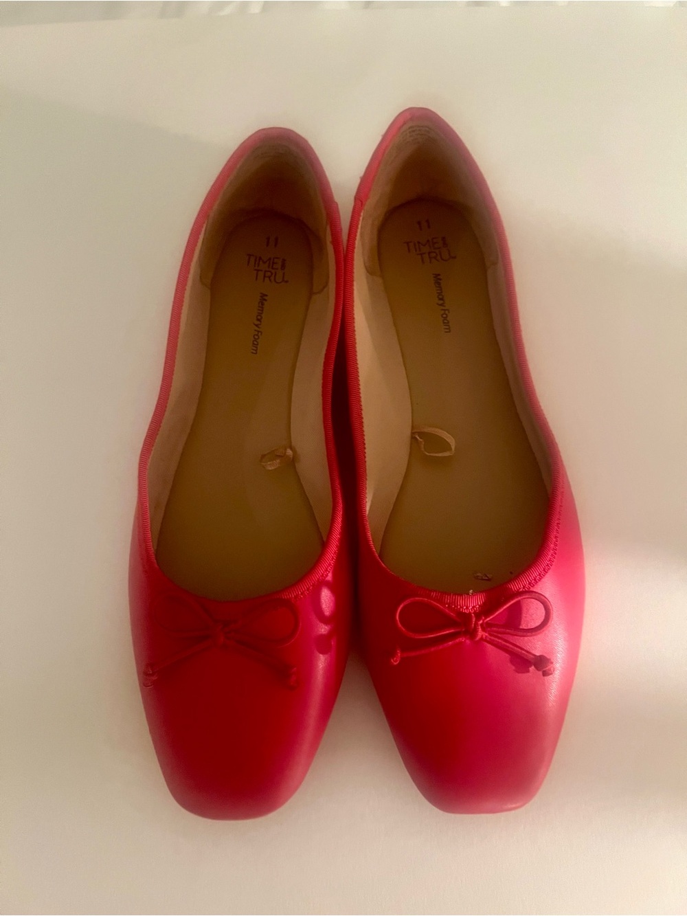 Time and Tru Red Ballet Flats with Memory Foam, Size 11